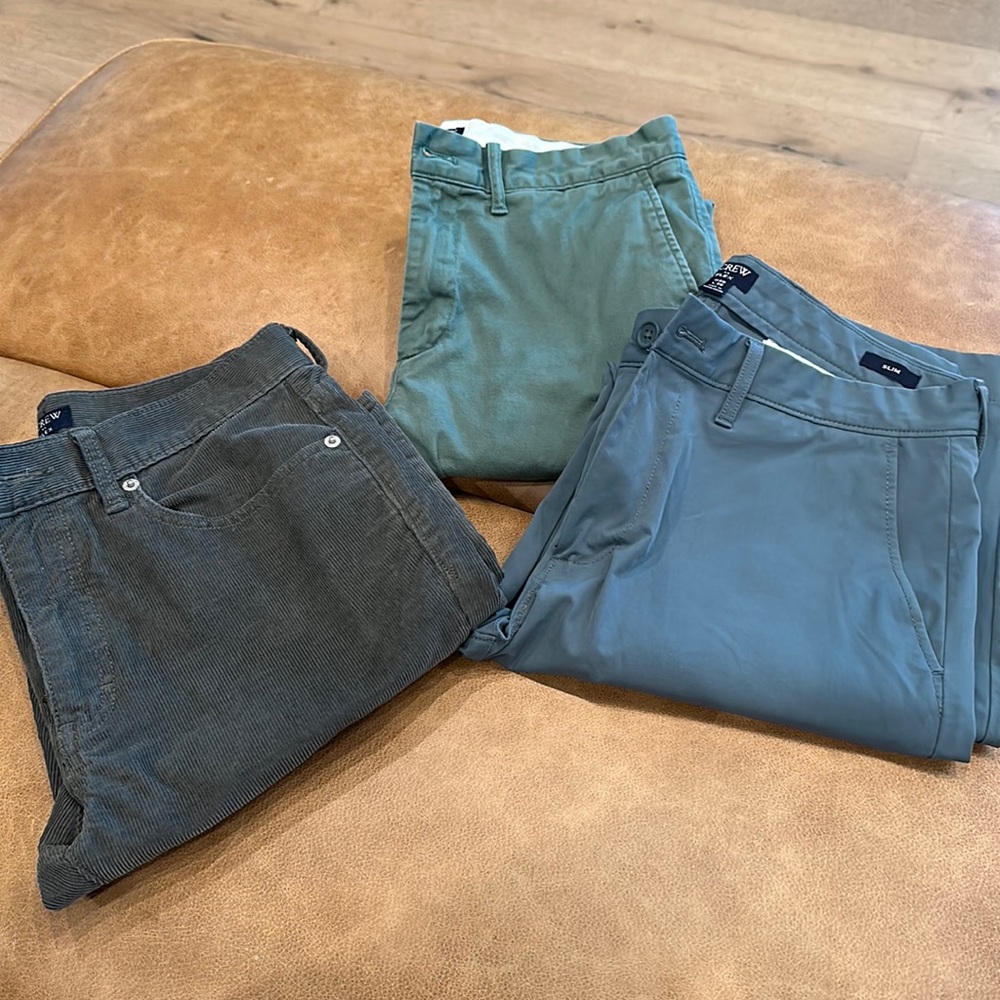 3 pairs of different J Crew pants, all 28/30 Slim